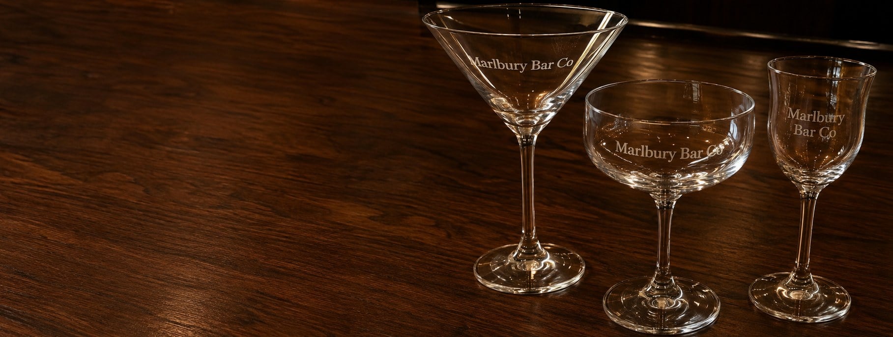 Custom printed martini glasses with logo