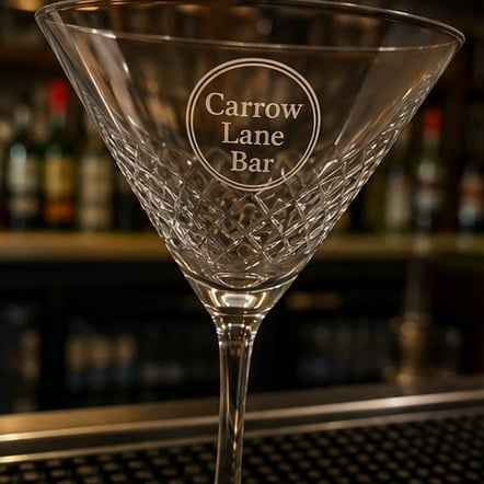 Customized martini glasses for cocktail bars and lounges