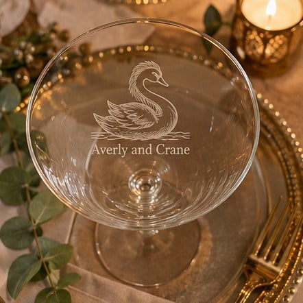 Customized martini glasses for weddings and events
