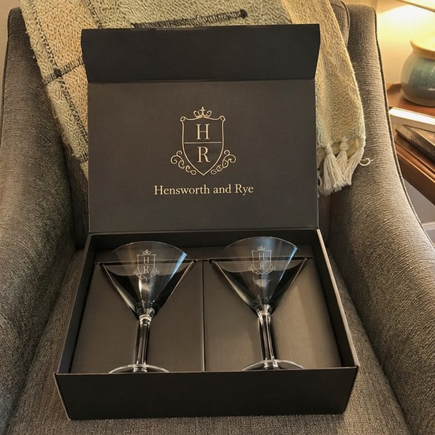 Martini glasses with logo — customer photo