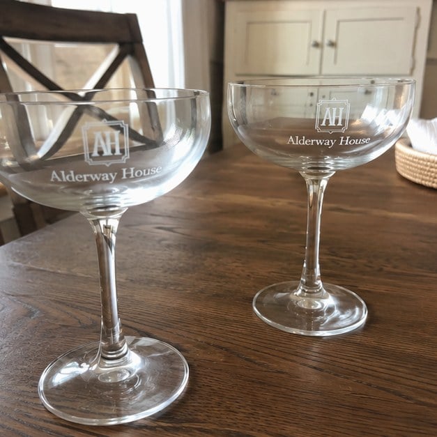 Personalized martini glasses — customer photo