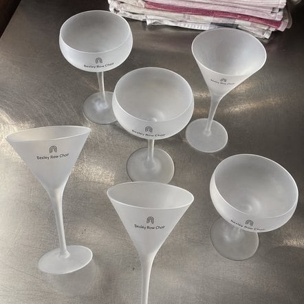 Promotional custom martini glasses with company logo